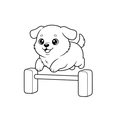 Chien mignon saute une haie