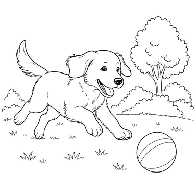 Hund läuft dem Ball hinterher