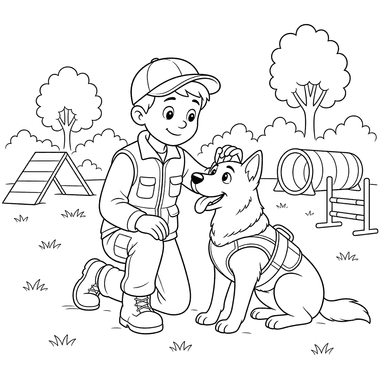 Desenho de Treinador de Cães para Colorir