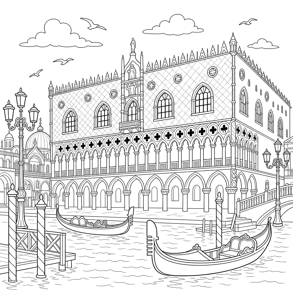 Desenho para Colorir do Palácio Ducal