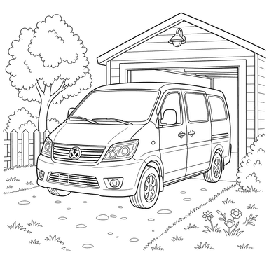 Desenho para colorir: Dongfeng Fengguang saindo da garagem