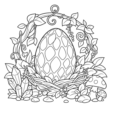 Dragon Egg in a Nest Coloring Page