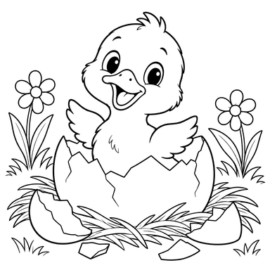 Cute Duckling Hatching from Egg