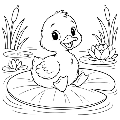 Duckling on a Lily Pad