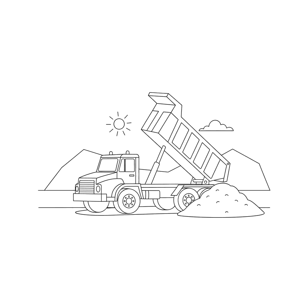 Dibujo para colorear: Camión descargando arena