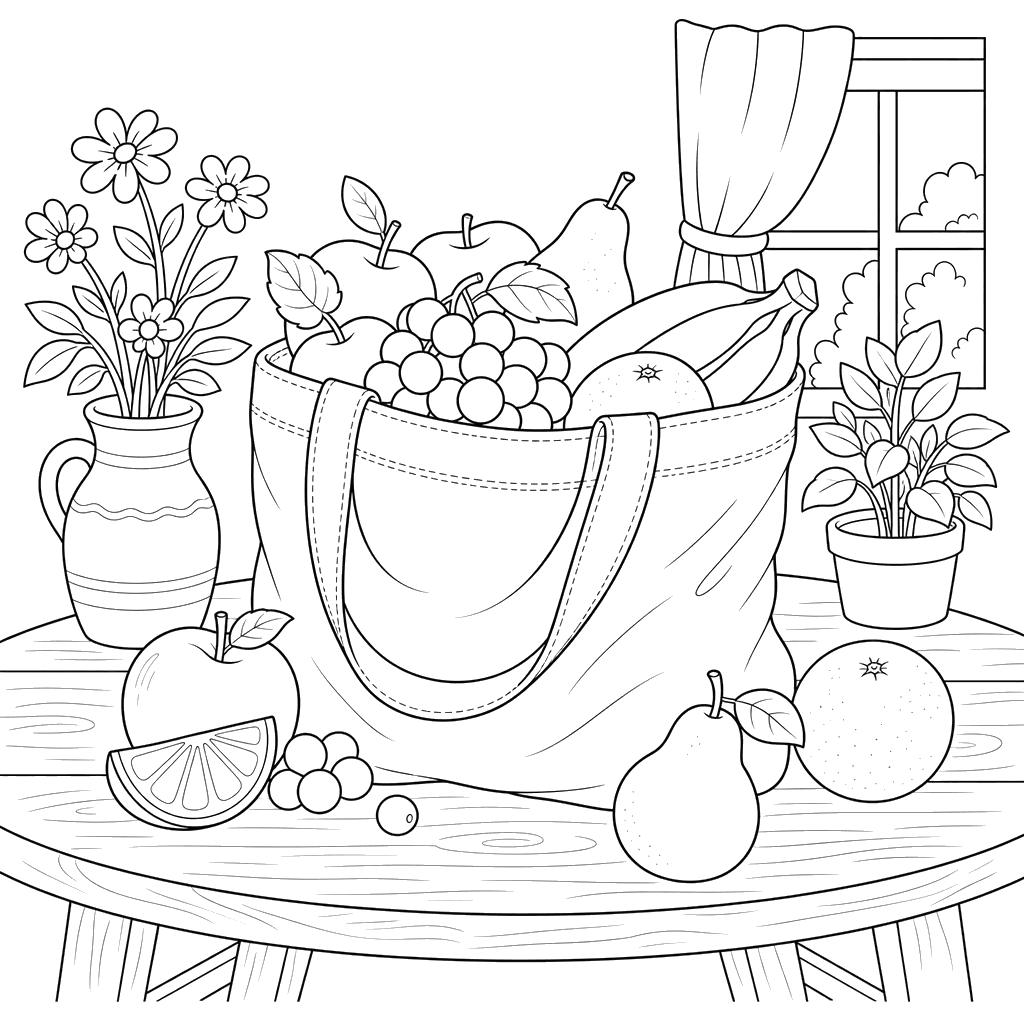 Sac en tissu avec des fruits