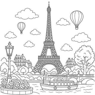 Dibujo de la Torre Eiffel en Francia para colorear