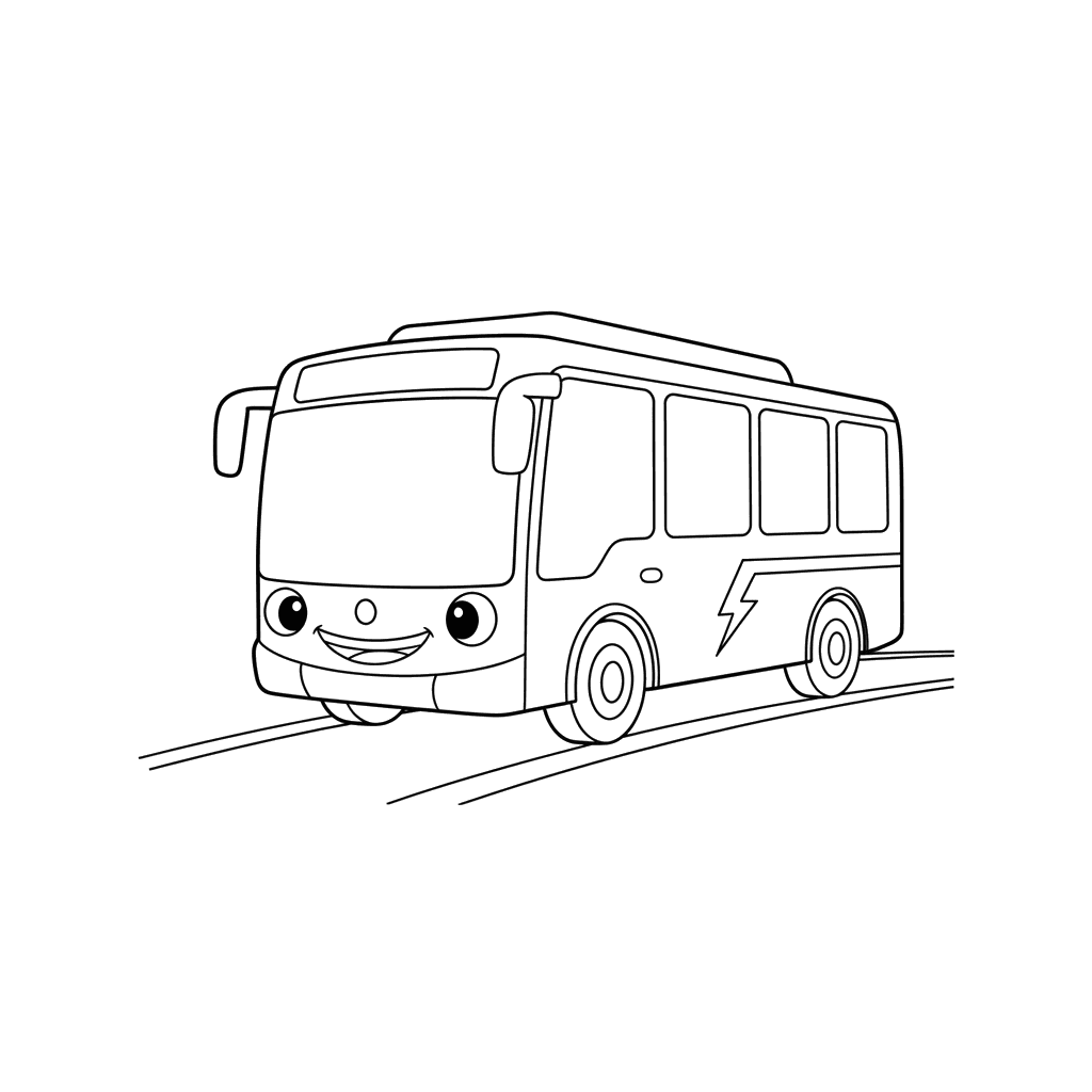 Elektrobus auf Tour Ausmalbild