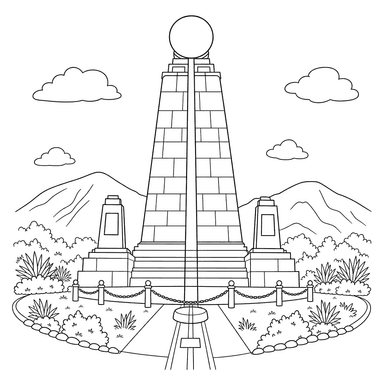 Äquatordenkmal Ecuador Ausmalbild
