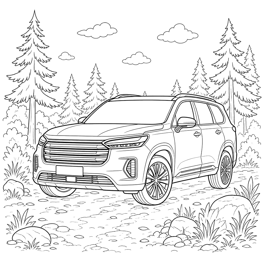 Desenho para colorir: Exeed VX na floresta