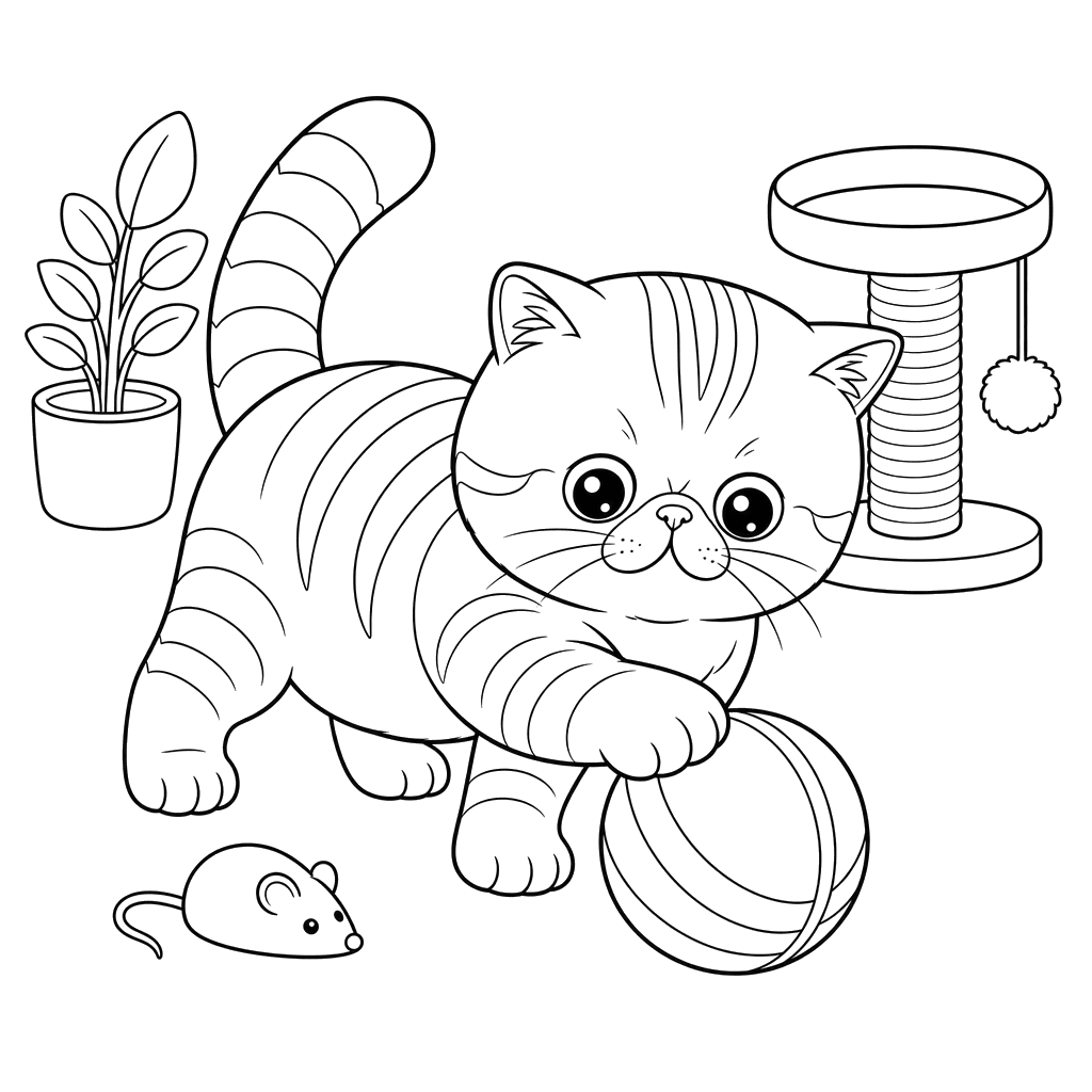 Exotic Shorthair Katze mit Ball