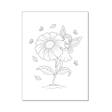 Fée cachée derrière une grande fleur