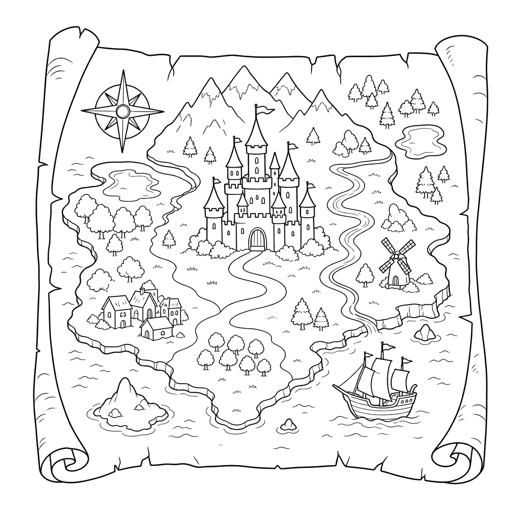 Coloriage Carte du Royaume Féerique