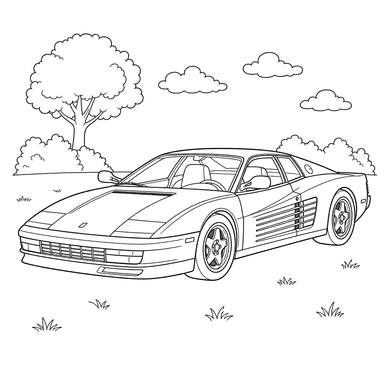 Ausmalbild Ferrari Testarossa