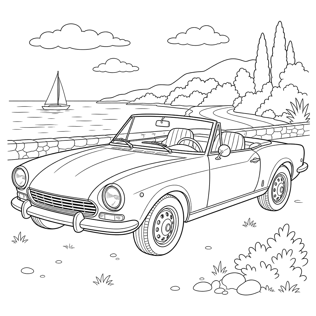 Coloriage Fiat 124 Sport Spider