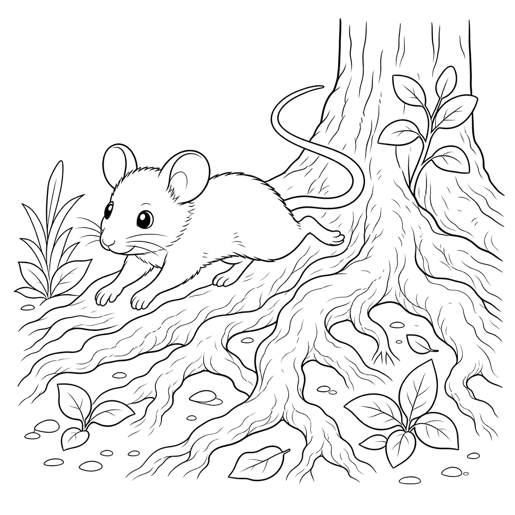 Rato do campo nas raízes