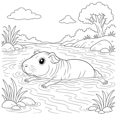 Ausmalbild Schweinswal im Fluss