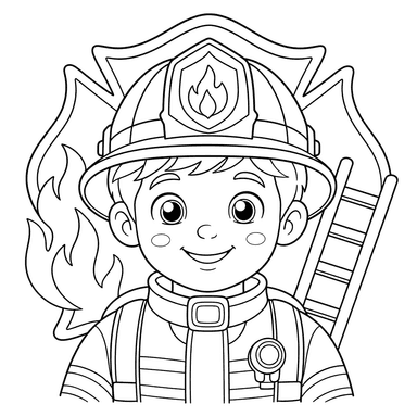 Gesicht eines Feuerwehrmanns — Ausmalbild