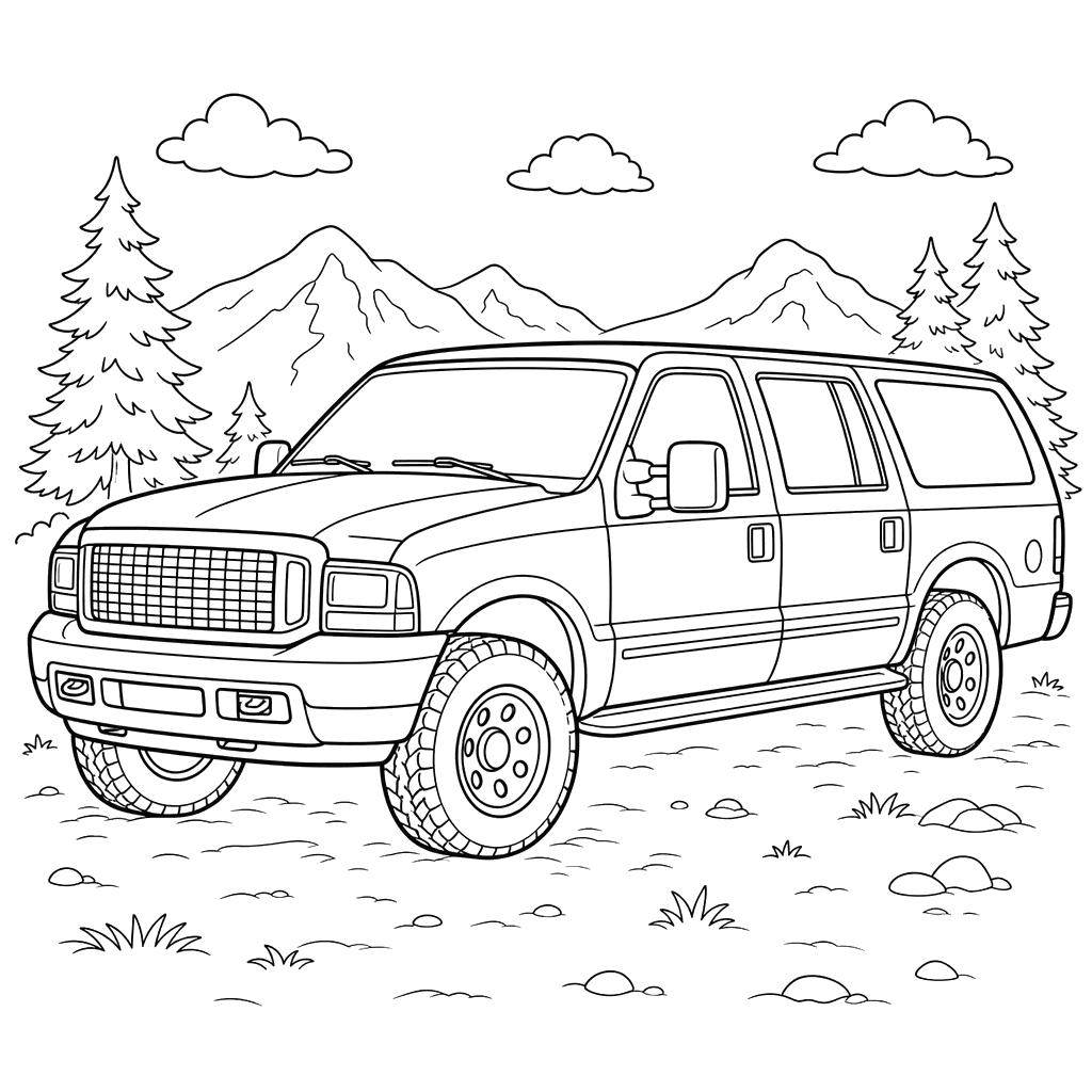 Раскраска Внедорожник Ford Excursion