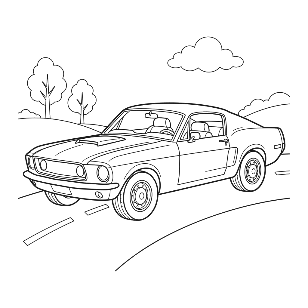 Dibujo para colorear Ford Mustang para niños