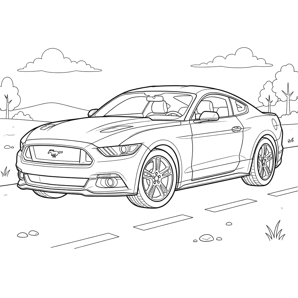 Coloriage Ford Mustang GT 2015 pour enfants