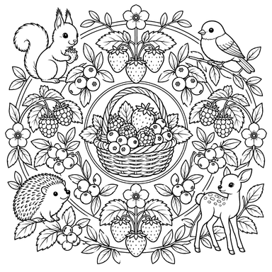 Waldbeeren Mandala Ausmalbild