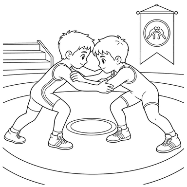 Freestyle Wrestling Coloring Page