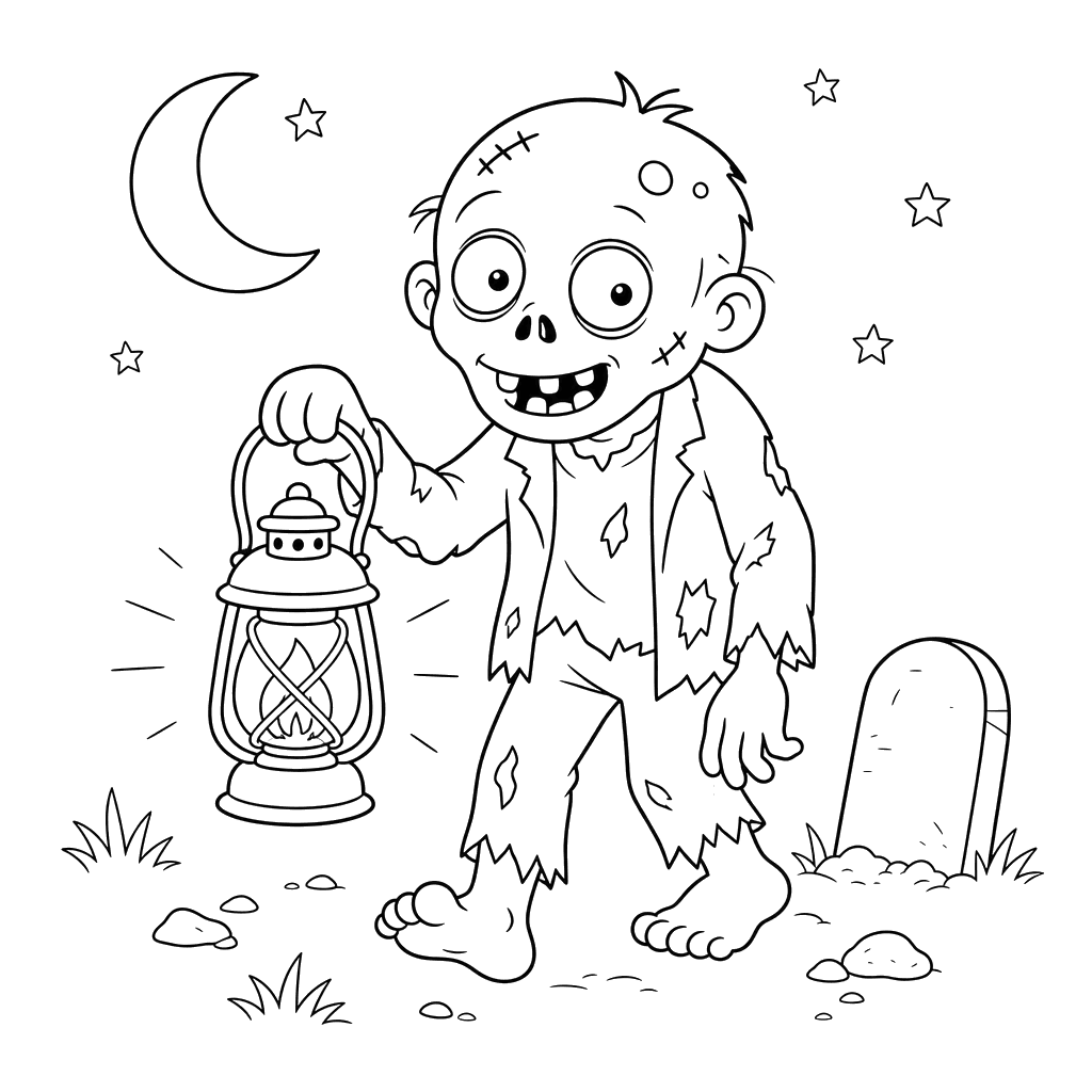 Zombie amical avec lanterne
