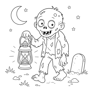 Zombie amical avec lanterne
