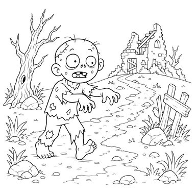 Freundlicher Zombie auf dem Pfad