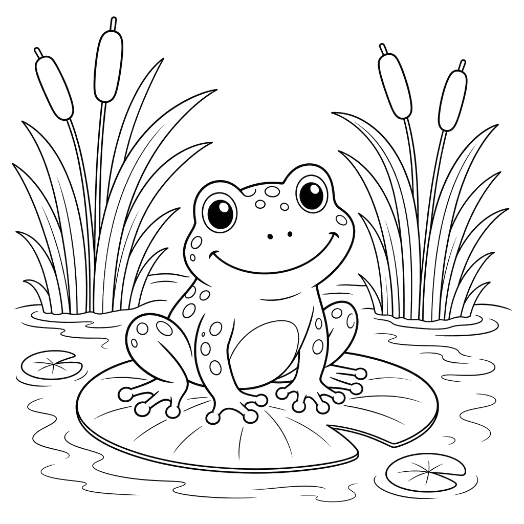 Frosch im Schilf am Wasser