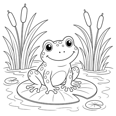 Grenouille parmi les roseaux au bord de l'eau