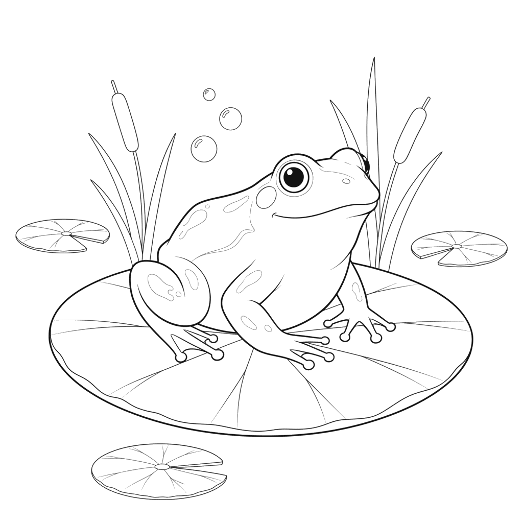 Frosch auf Blatt Ausmalbild