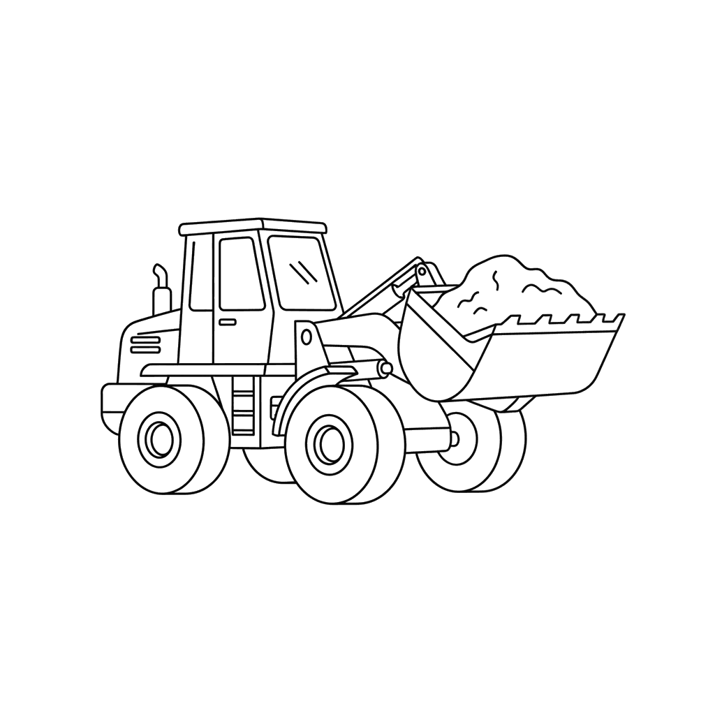 Frontlader transportiert Sand Ausmalbild