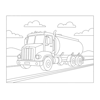 Tanklastwagen auf der Autobahn Ausmalbild