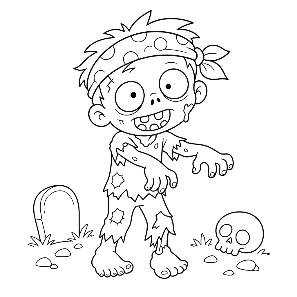 Desenho para colorir de Zumbi com faixa divertida