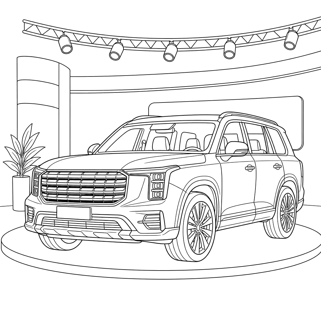 Desenho para colorir: GAC GS8 na feira de automóveis