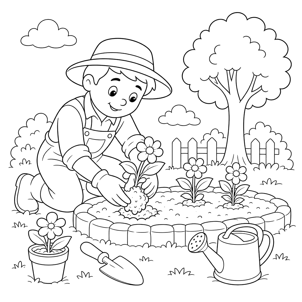 Gardener Planting Flowers