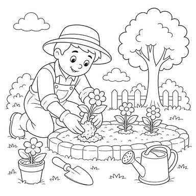 Gardener Planting Flowers