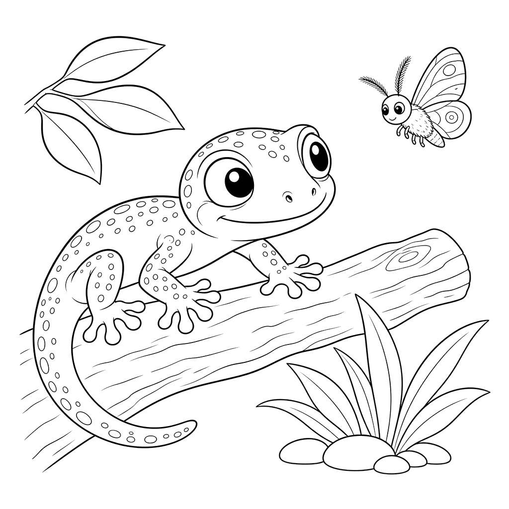 Gecko und kleine Motte