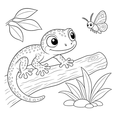 Gecko und kleine Motte
