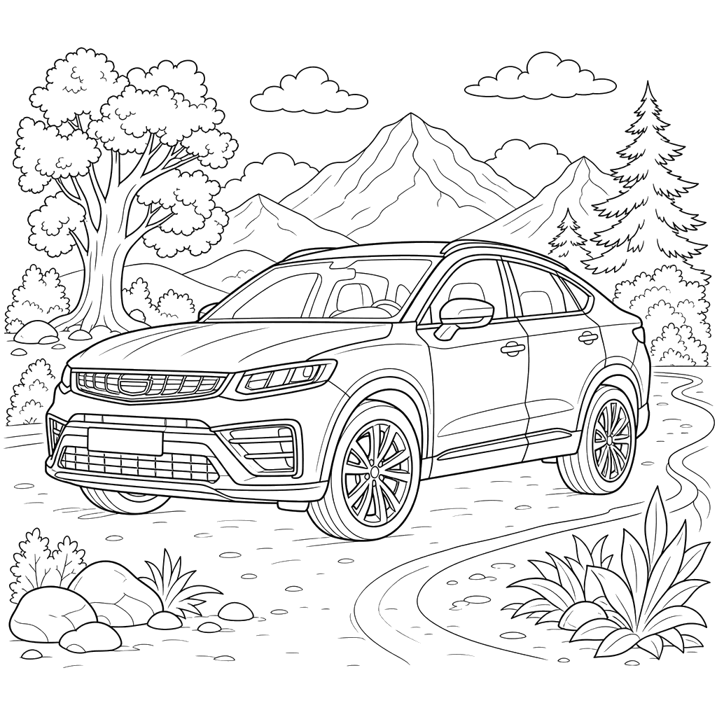 Desenho para colorir de SUV Geely Tugella