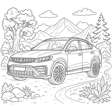 Desenho para colorir de SUV Geely Tugella