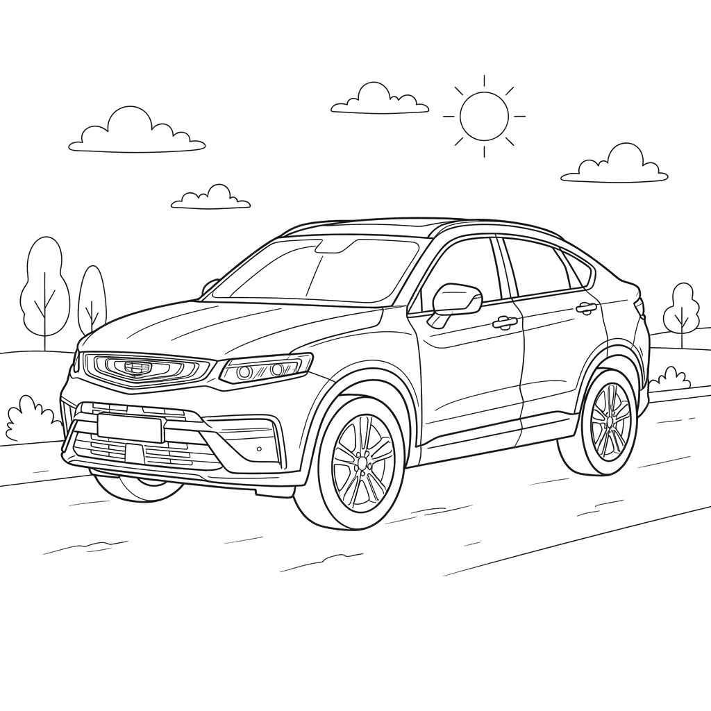 Dibujo para colorear Geely Tugella para niños