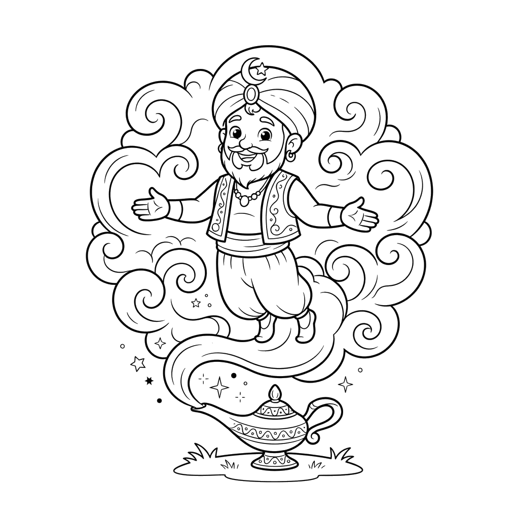 Dibujo para Colorear Genio de Humo