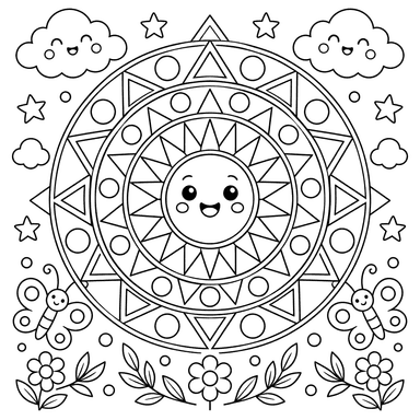 Geometric Mandala with Triangles and Circles