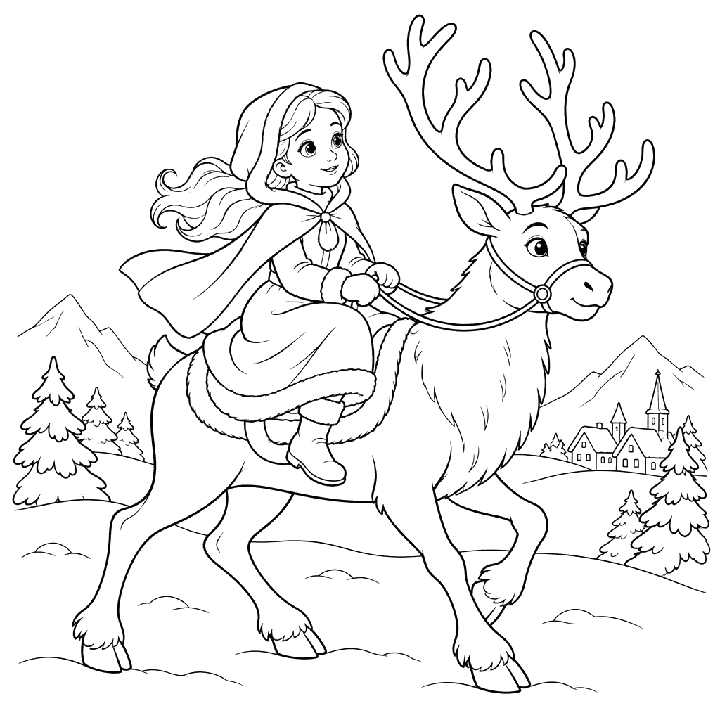 Desenho para Colorir da Gerda na Rena
