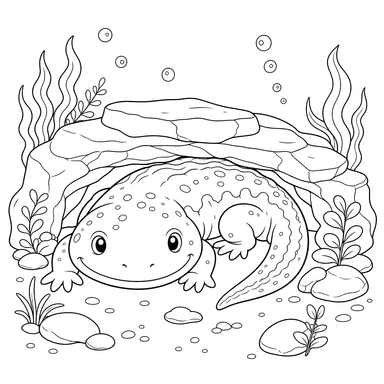 Giant Salamander Underwater Coloring Page