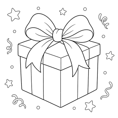 Dibujo para colorear de Caja de regalo con lazo