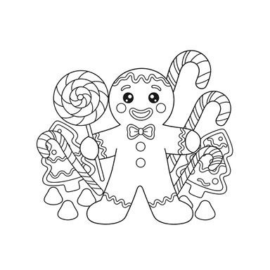 Coloriage Bonhomme en pain d'épices et sucette